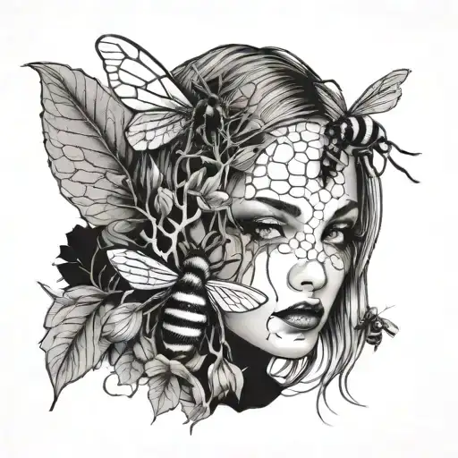 Bee On Face Red Eye Girl With Bee House And Other Etc Tree Technology Style