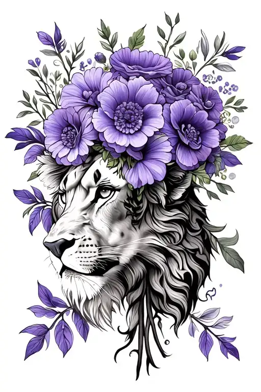 Violet Bouquet With Leo Zodiac Sign Intertwined