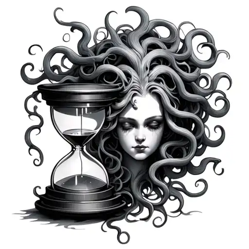 Medusa With Hourglass Filled With Swirling