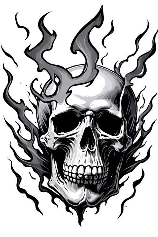 Fire Lightning Skull Surrounded