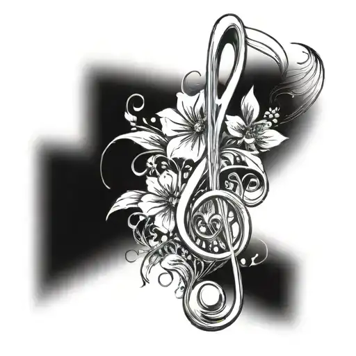 A Music Staff With Blooming Flowers As Notes