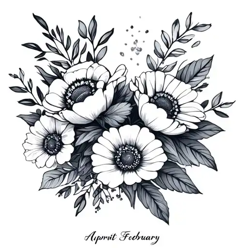 April December February August Birth Flower Bouquet