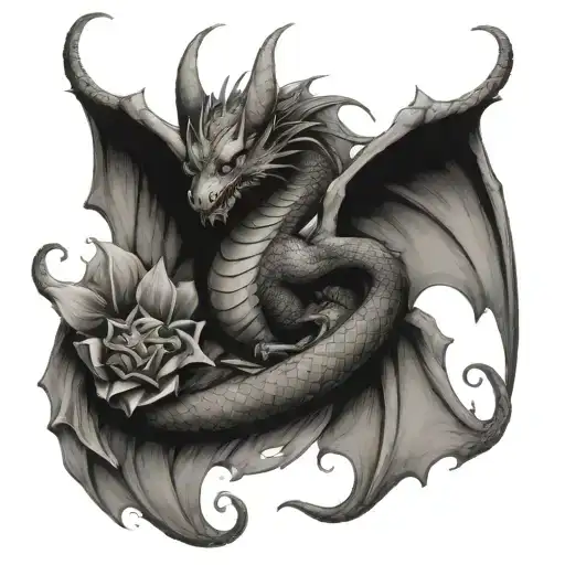 Dragon With Butterfly Wings Flying