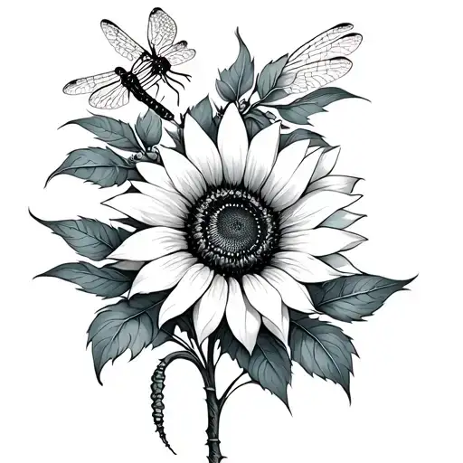 Sunflower Leaves Dragonfly