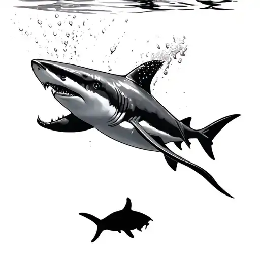 Shark Swimming With Shadow Below