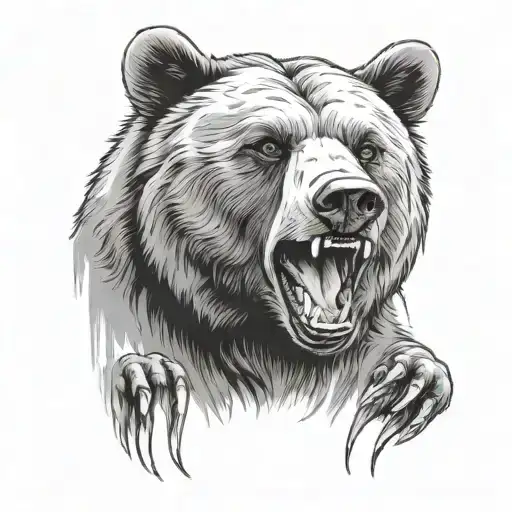 Bear With Open Mouth And Front Paws