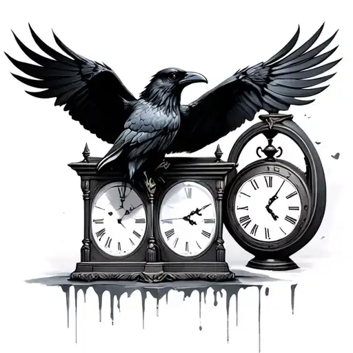 Raven Hourglass With Two Clock Face