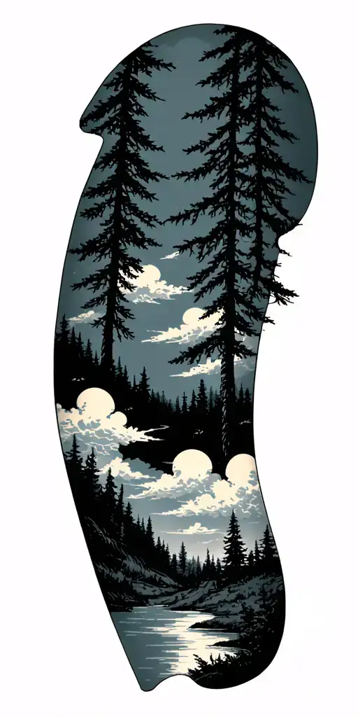 A Forest Scene With Clouds On The Shoulder