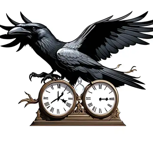 Raven Hourglass With Two Clock Face