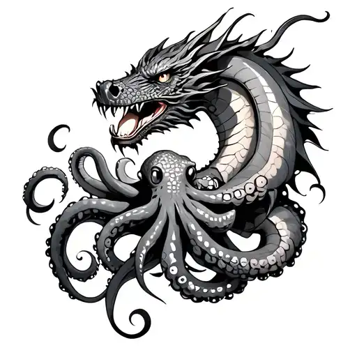 Dragon And Octopus Wrapped