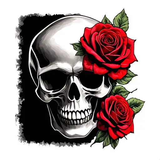 Skull With Red Roses