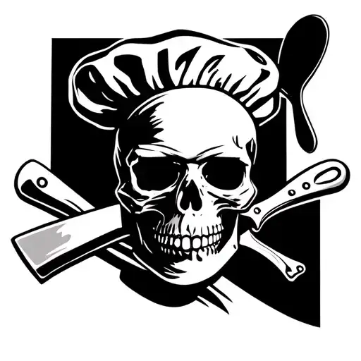 Chef Skull With A Knife And Spatula Crossed