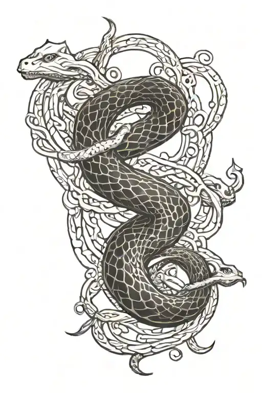 Snakes And Crescent Moon
