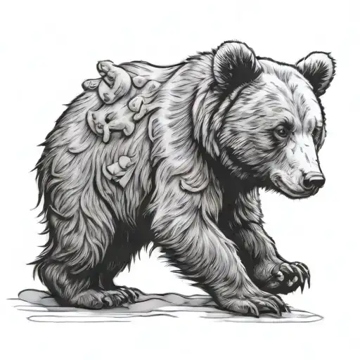 Baby Bear Following Papa Bear