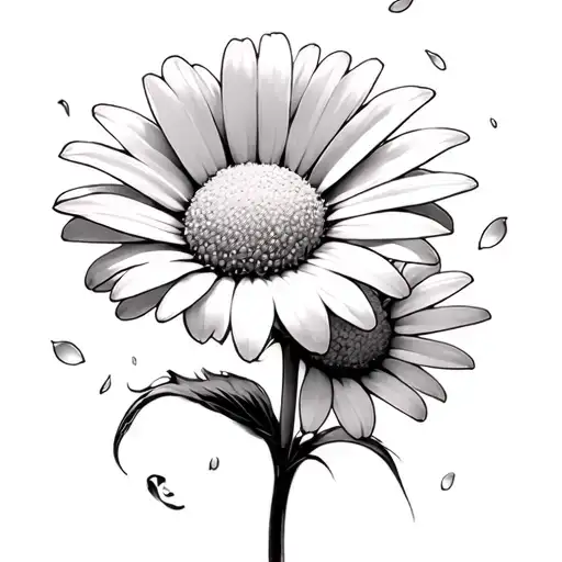 Daisy With Petals Floating And The Stem Transforms To A Baby's Face