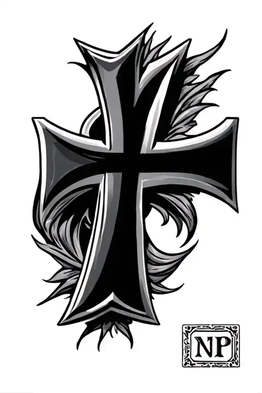 Hood Style Cross With A V Letter