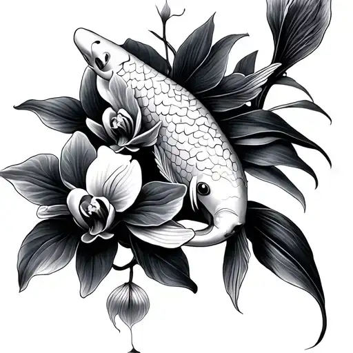 Koi Carp Orchid Flowers