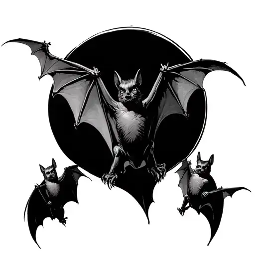 Three Bats Flying In A Circle