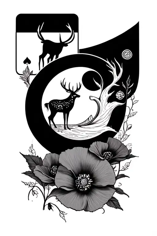 Sun And Moon And Poppy And Wave And Cards And Deer