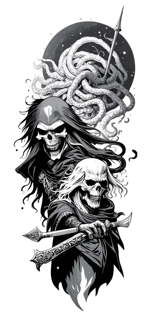 Samurai Grim Reaper Clashes With Cosmic Medusa