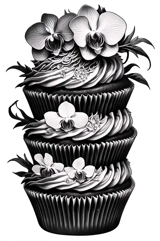 Dragon Themed Cupcake Tower With Intricate Orchid Decorations