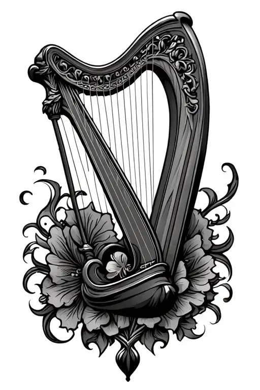 Irish Harp Surrounded By Glowing