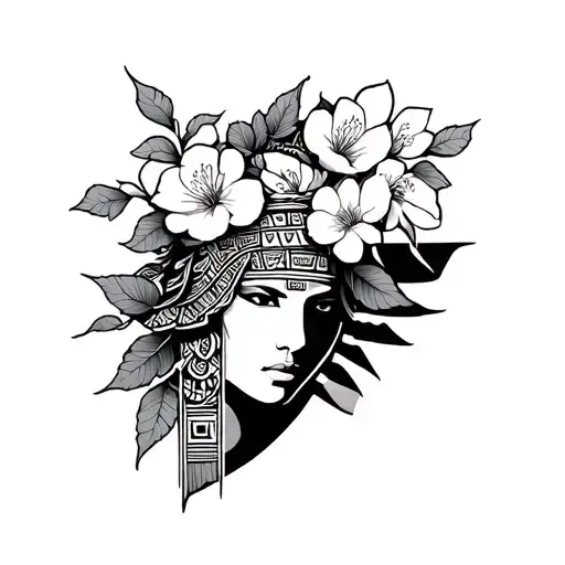 Aztec And Japanese Cherry Blossom