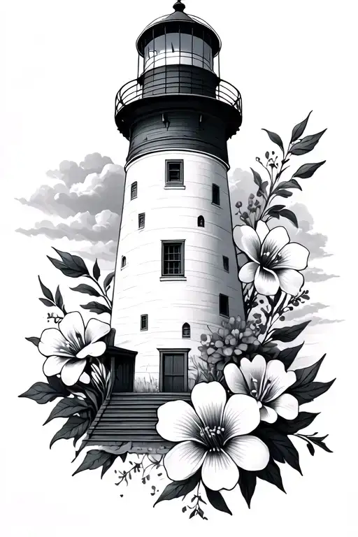 Lighthouse With Flowers Blooming