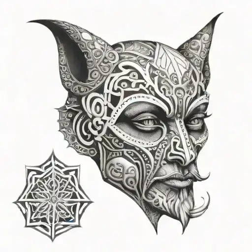 A Portrait Of Kurbads With Intricate Geometric Patterns Inspired By Latvian Folklore