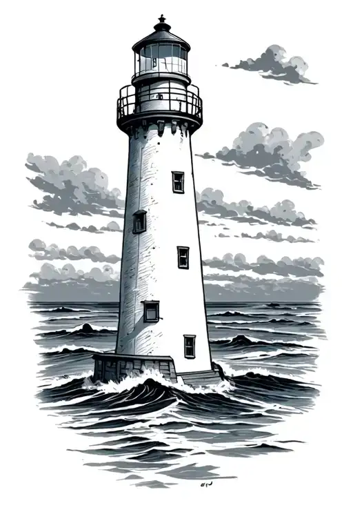 Line Work Lighthouse Simple
