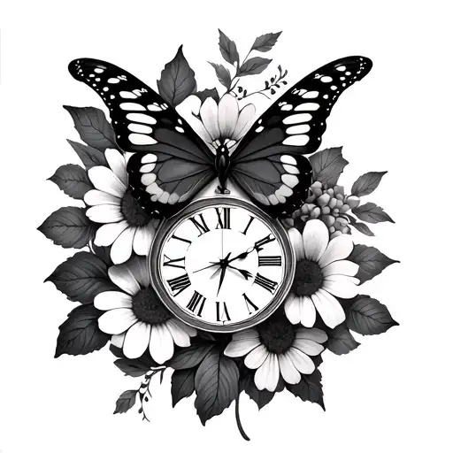Butterfly Clock Flowers