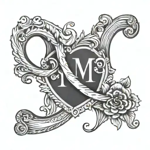 A Tattoo Of The Initials D And M Old School Style Include A Love Heart