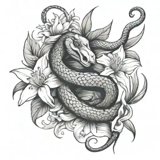 Snake With Lilies Minimal
