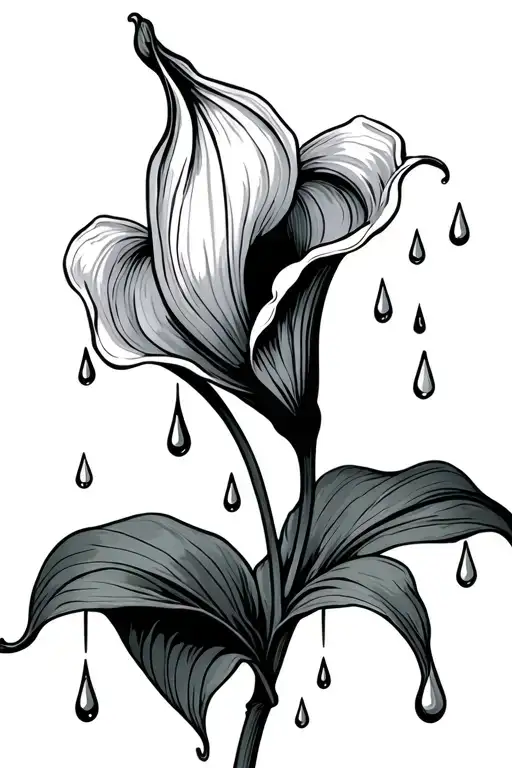Calla Lily With Teardrops Falling