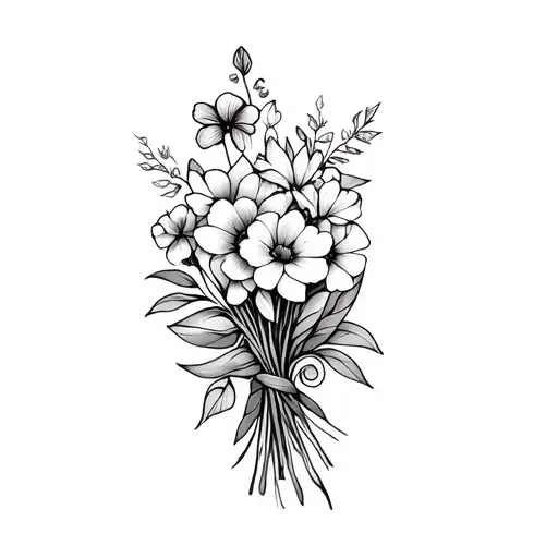 July And November Birth Flower Bouquet Wrapped Tribal