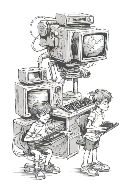 Computers With Film Camera And My Kids Jesse & Daniek