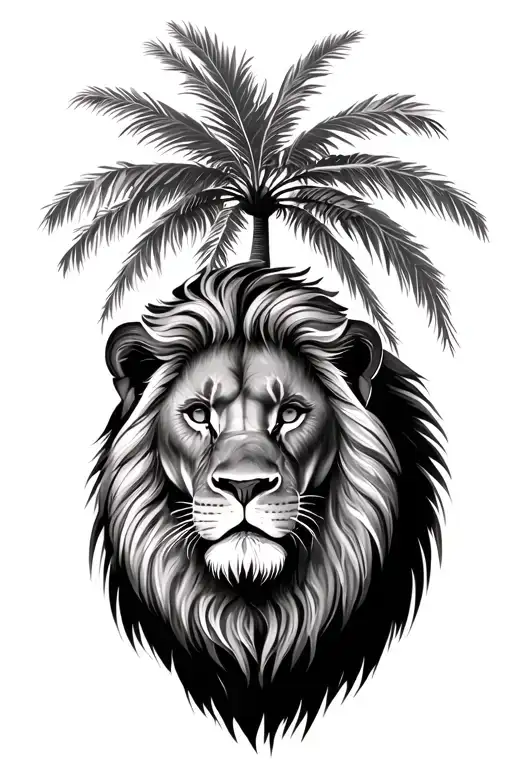 Lion And Palm Tree