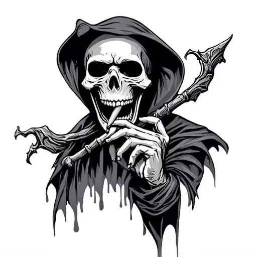 Grim Reaper Holding A Tongue