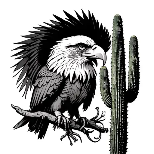 Mexican Eagle On Cactus