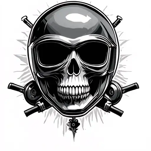Skull And Full Face Helmet Motorcycle
