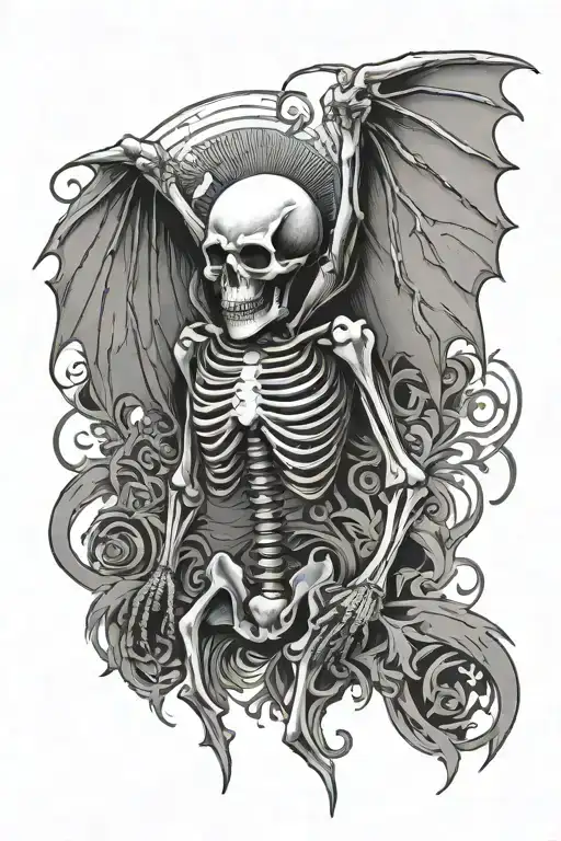 Skeleton With Bat Wings