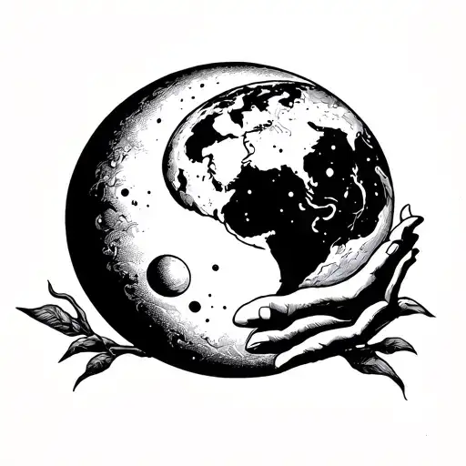 Old Detailed Libra Which Is Holding Moon On One Side And Earth On Other