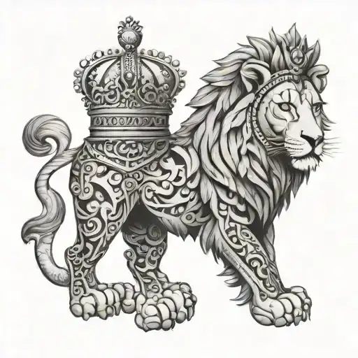 Morocco Royalty Tatto With A Lion Claiming The Crown One Each Side