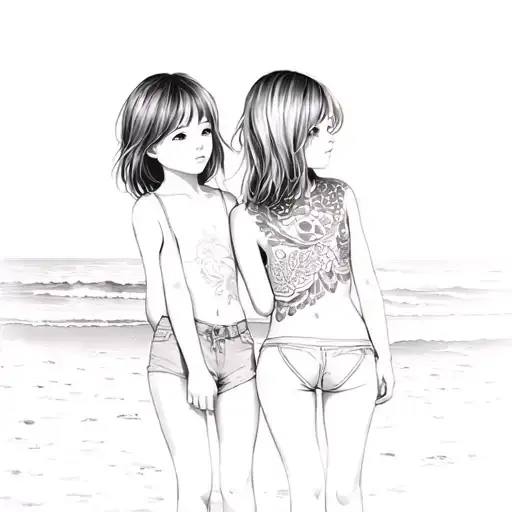 Two Young Girls On The Beach