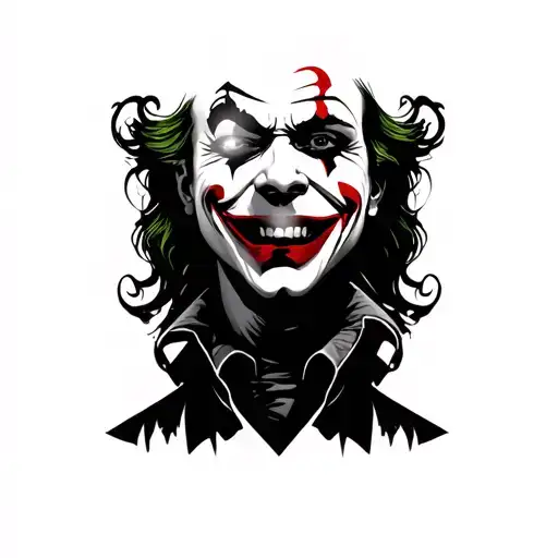 Film Joker Face Tatoo Simple Small Stencil Depicting