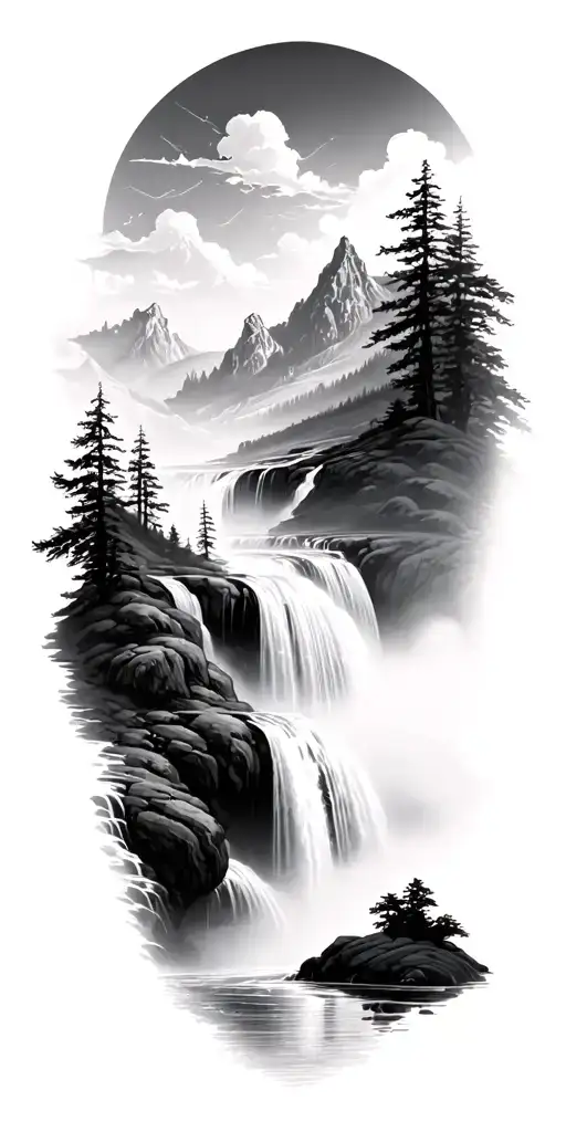 Landscape With Waterfall
