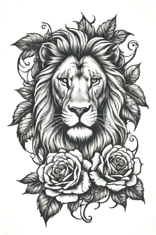Lion And Roses Growing