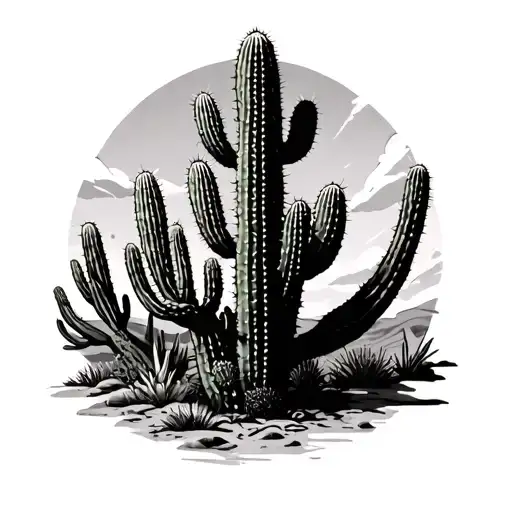 Cactus In The Desert Scape That Transforms