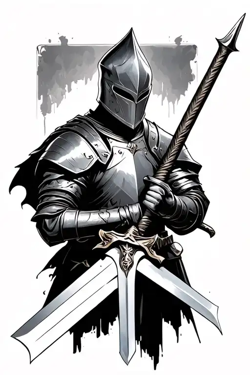 Modern Knight Holding Sword