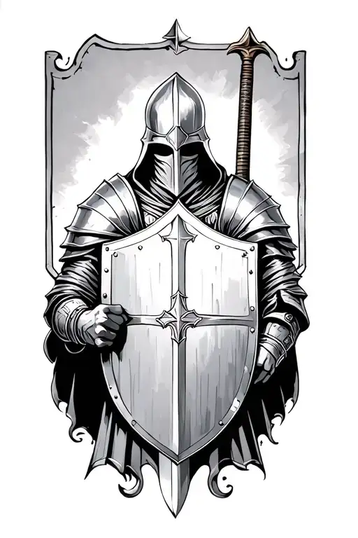 Knight Templar With Shield And Sword